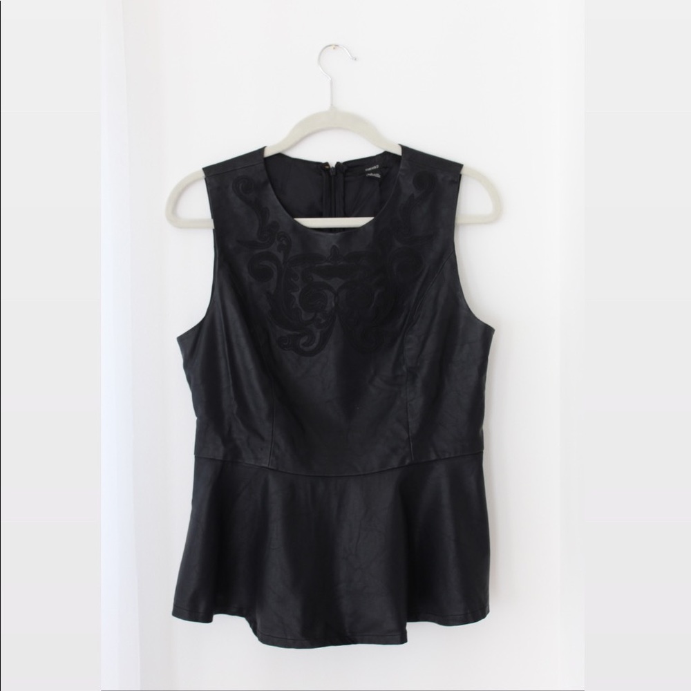 Peplum Faux Leather Top